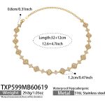 color: TXP599-White Zircon Gold Necklace 32+12cm