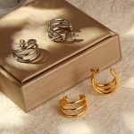 INS Stainless Steel Multi-Layer Earrings Women's High-Grade 18K Gold Irregular