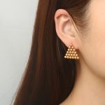 INS Stainless Steel Ball Stud Earrings Women's Design Square Love Heart Earrings Triangle Earrings