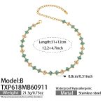 color: TXP618-B Style Blue Turquoise Gold Necklace -31+12cm