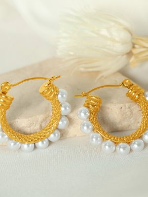 C- Shaped Artificial Pearl Earrings Design Autumn and Winter Gentle Cute Trendy Woven Simple and Beautiful