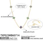 color: TXP025-Blue Color Zircon Gold Necklace -42+5cm
