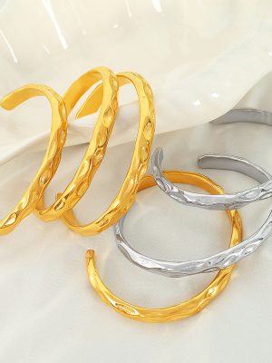 Irregular with Personality Hammered Bracelet Light Luxury Bracelet Simple Design Retro C- Style New