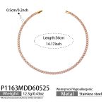color: P1163-Pink Zircon Necklace -37cm