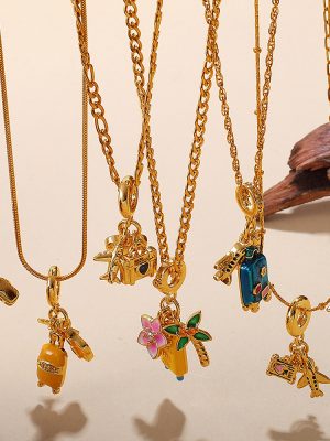 New Vacation DIY Airplane Luggage Pendant Necklace Light Luxury Item Advanced Design Chain Ornament Female