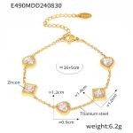 color: E490-Gold White Zircon Bracelet