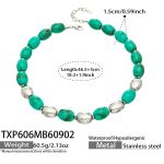 color: TXP606-Green Color Resin Steel Color Necklace -46.5+5cm