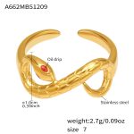 color: A662-Gold Red Eye Ring