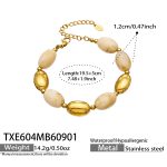 color: TXE604-Bone Color Resin Gold Bracelet -19.5+5cm