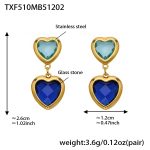 color: TXF510-Mixed Blue Faceted Stone Gold Earrings