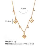 color: XL389WEG White Shell Adjustable Gold Necklace
