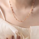 color: P1528-Orange Enamel Gold Necklace -45+5cm