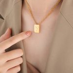 color: P1506-Y Letter Gold Necklace -40+5cm