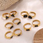 Light Luxury Geometric Shape Ear Clip Personality Retro 18K Gold Plating Stainless Steel Earring Accessories Female