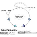 color: TXE025-Blue Color Zircon Steel Color Bracelet -17+5cm