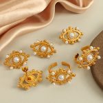 French Style Retro Elegant Flower Stud Earrings High-Grade Female Tassel Light Luxury Court Pearl Earrings Jewelry