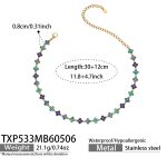 color: TXP533-Blue Color Zircon Necklace 30+12cm-L