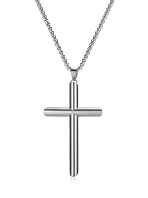 Simple Jewelry Stainless Steel Electroplated Glossy Small Women's Cross Pendant Necklace