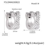 color: F513-Steel Color Cross Over Full Pave Zircon Earrings -M-10mm