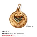color: PJ312GNG Green Rhinestone Gold Pendant