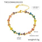 color: TXE215-Gold Mixed Colors Zircon Bracelet