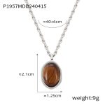 color: P1957-Steel Color Tiger Eye Necklace
