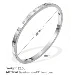 color: SZ199WES White Rhinestone Silver Bangle