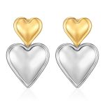 color: Small Heart Gold Big Heart Steel Earrings 2 Two-tone Gold MS-403