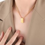 color: P1506-S Letter Gold Necklace -40+5cm