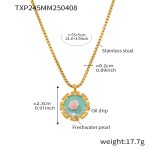 color: TXP245-Pink Color Rose Enamel Necklace 55+5cm