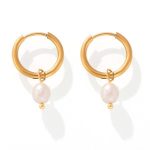 color: F451-Gold Pink Color Freshwater Pearl Earrings