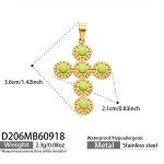 color: D206-Green Natural Stone Cross Gold Pendant