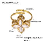 color: TXA308-Gold 5A Zircon Rotating Flower Ring