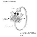 color: A773-Steel Color Crab 5A Zircon Ring / size: US 7