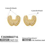 color: F260-Letter W Gold Earrings