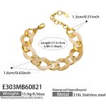 color: E303-Zircon Cuban Chain Gold Bracelet -17.5+5cm
