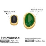 color: F445 Gold Agate Asymmetric Stud Earrings