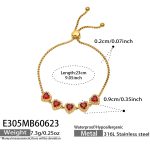 color: E305-Red Zircon Gold Bracelet -23cm