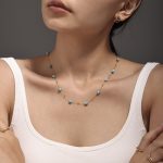 Golden Balls Cylindrical Turquoise Handmade Necklace Bracelet Double Layer Twin Light Luxury Stainless Steel Set