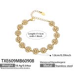 color: TXE609-White Zircon Gold Bracelet -17+5cm