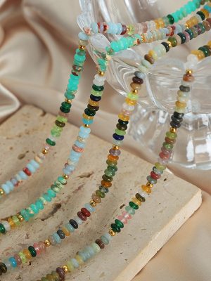 New High-Grade Light Luxury Colorful Natural Danube Abacus Beads Handmade Beaded Necklace Ornament Women