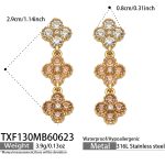 color: TXF130-Champagne Color Zircon Gold Earrings