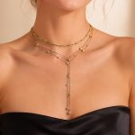 New Zircon Set Stainless Steel 18K Gold Plating Clavicle Chain Necklace Bracelet Women's Jewelry