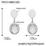 color: TXF511-White Faceted Stone Steel Color Earrings