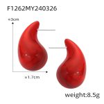 color: F1262-Gold Ancora Red Color Earrings
