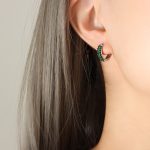 color: F170-Steel Color Green Zircon Earrings