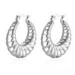color: Diagonal Hollow Earrings Steel Color MS-001