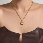 Women's Necklace Star Shell Drop Oil Pendant Stainless Steel 18K Gold Plated French Entry Lux Design Ornament