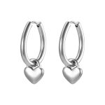 color: Drop Hanging Heart Ear Cuff Steel Color MS-661