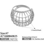 color: A716-Cutout Cube Steel Color Ring -Size 7